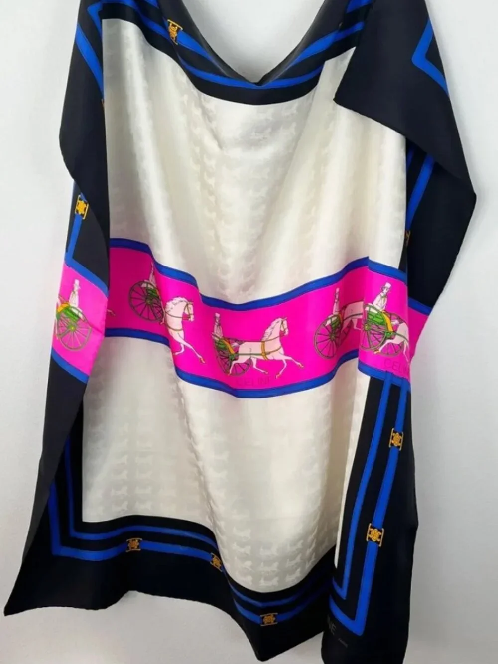 CELINE Large Silk Scarf Equestrian Theme